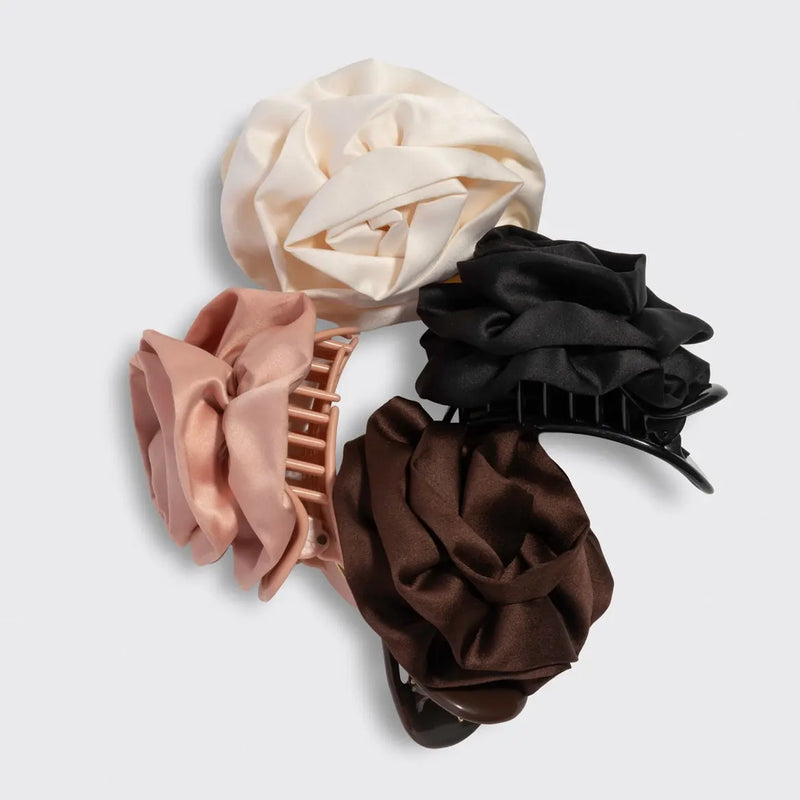 Kitsch Satin Rosette Flat Cloud Clip Terracotta