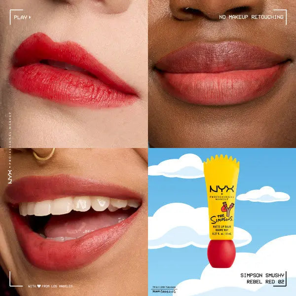 NYX Professional Makeup Simpson Smushy Blurred Finish Matte Lip Balm Bart Rebel Red