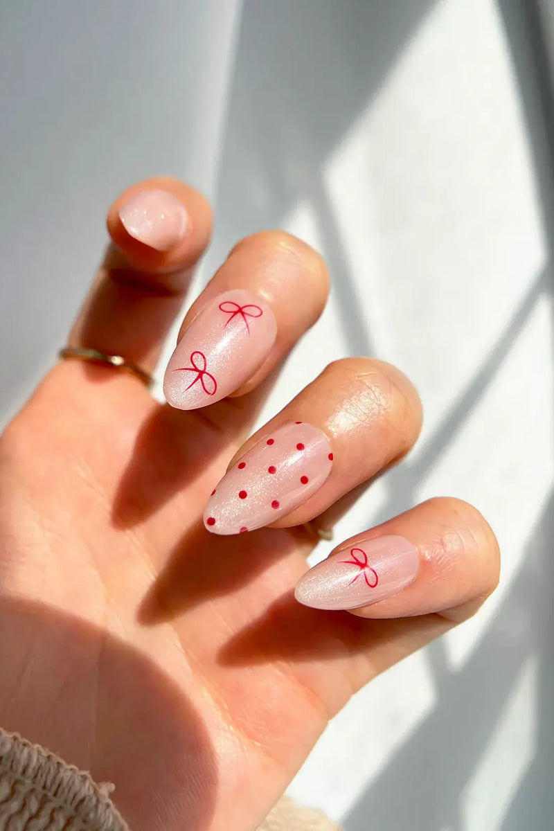 Bonmuz Press-On Nails Berry Bows