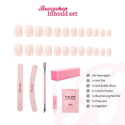 Boozyshop Complete Press On French Nails Set Ombre Soft Pink