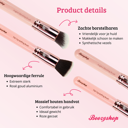 Boozyshop Pink & Rose Gold Face Brush Duo