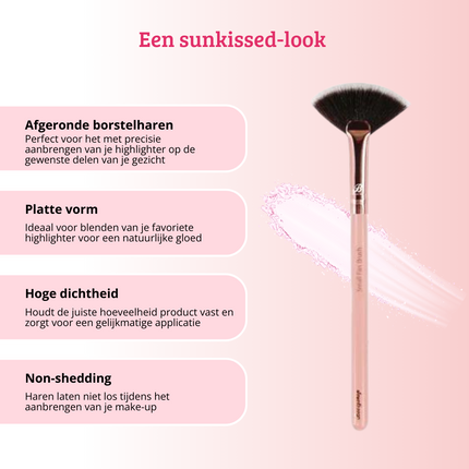 Boozyshop Pink & Rose Gold Small Fan Brush