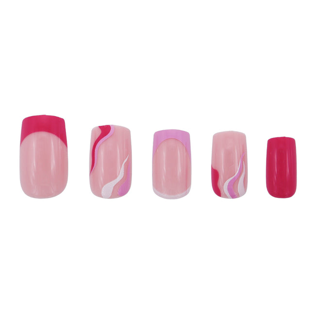 Boozyshop Press On French Nails Pink Patterns