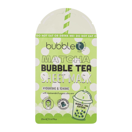 Bubble T Cosmetics Face Sheet Mask In Matcha With Aloe Vera & Niacinamide