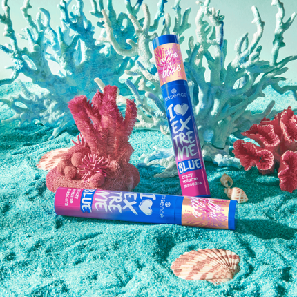 Essence Live LIFE in CORAL I Love Extreme Blue Crazy Volume Mascara 01 Blue-tiful Corals!