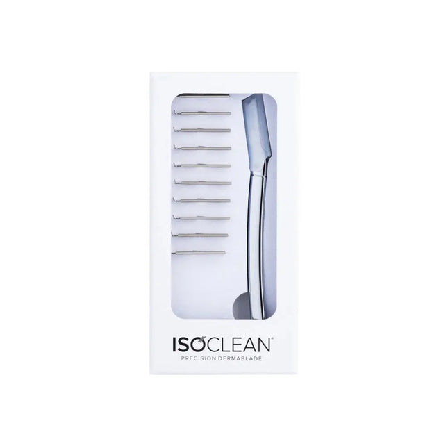 Isoclean Facial Dermablade Razor With 10 Replacement Blades Silver