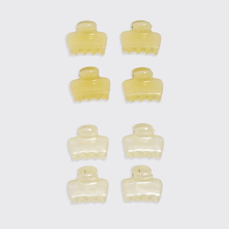 Kitsch Mini Jelly Cloud Clips 8pc Set Pearlized Cream & Butter Yellow