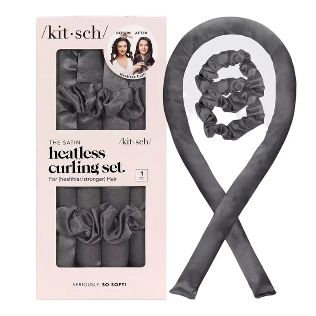 Kitsch The Satin Heatless Curling Set Charcoal