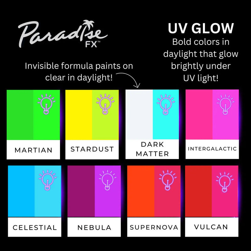 Mehron Makeup Paradise FX 8 Color Magnetic Palette Neon UV Glow