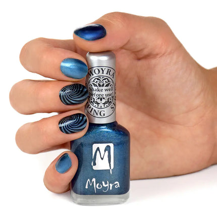 Moyra Stamping Nail Polish Cat Eye SP33 Magnetic Blue