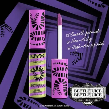 NYX Professional Makeup x Beetlejuice Butter Lip Gloss Sandworm Swirl 02 Green + Purple