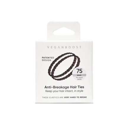 Veganboost Anti Breakage Hair Ties Black