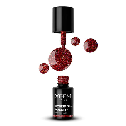 XFEM Hybrid UV/LED Gel Polish 264 Sparkling Red