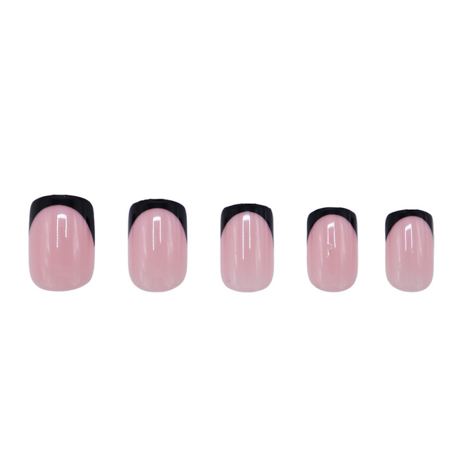 Boozyshop Press On French Nails Black /  Pink