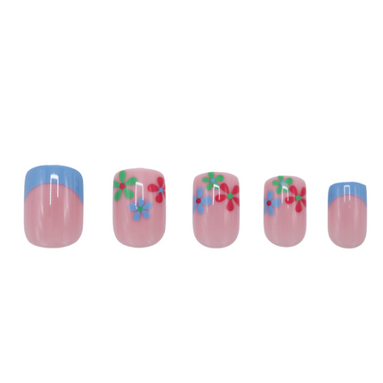 Boozyshop Press On French Nails Flowers Multicolor