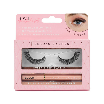 Lola's Lashes L.W.I Goal Digger Russian Strip Lash & Adhesive Set Clear