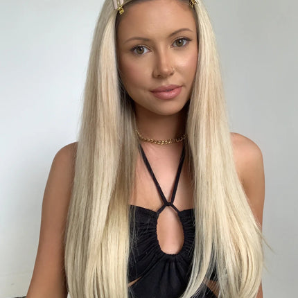 Lullabellz Super Thick 22 Inch 5 Piece Straight Clip In Hair Extensions Light Golden Blonde