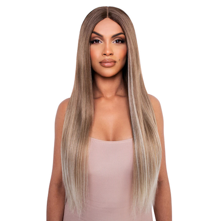 Lullabellz The Pia Poker Straight Face Framed Balayage Blonde Lace Front Wig