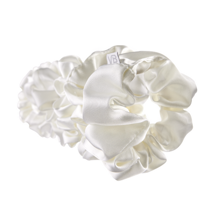 Veganboost Big Satin Scrunchies White 6 Pieces