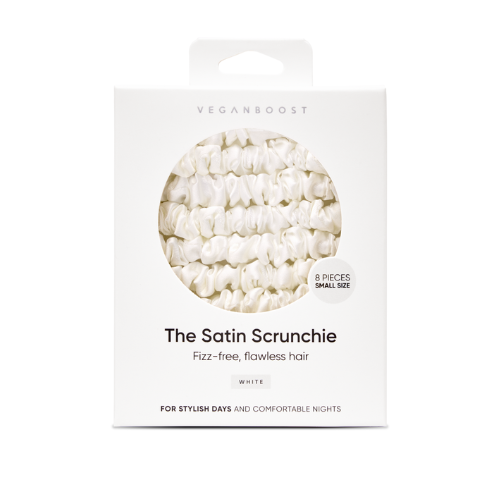 Veganboost Small Satin Scrunchies White