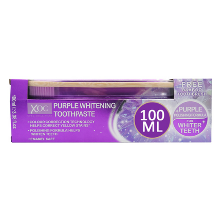 XHC Purple Whitening Toothpaste 100ml + Free Toothbrush